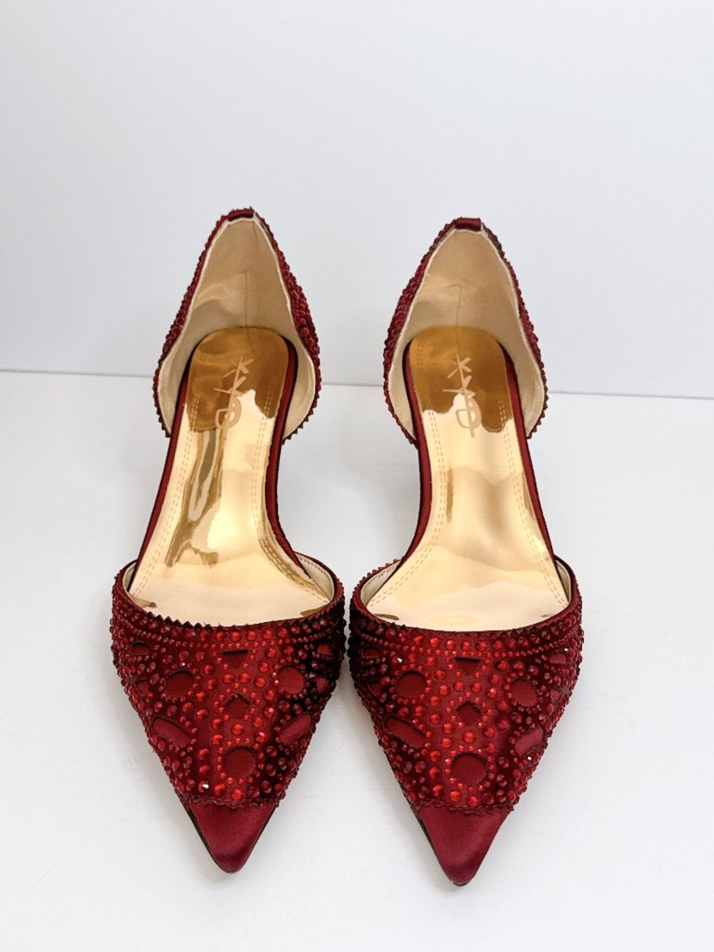 Red Beaded Pointed-Toe Women's Flats